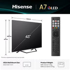 Hisense 43 Inch 43A7QTUK | 4K QLED Dolby Vision Dolby Atmos Smart TV