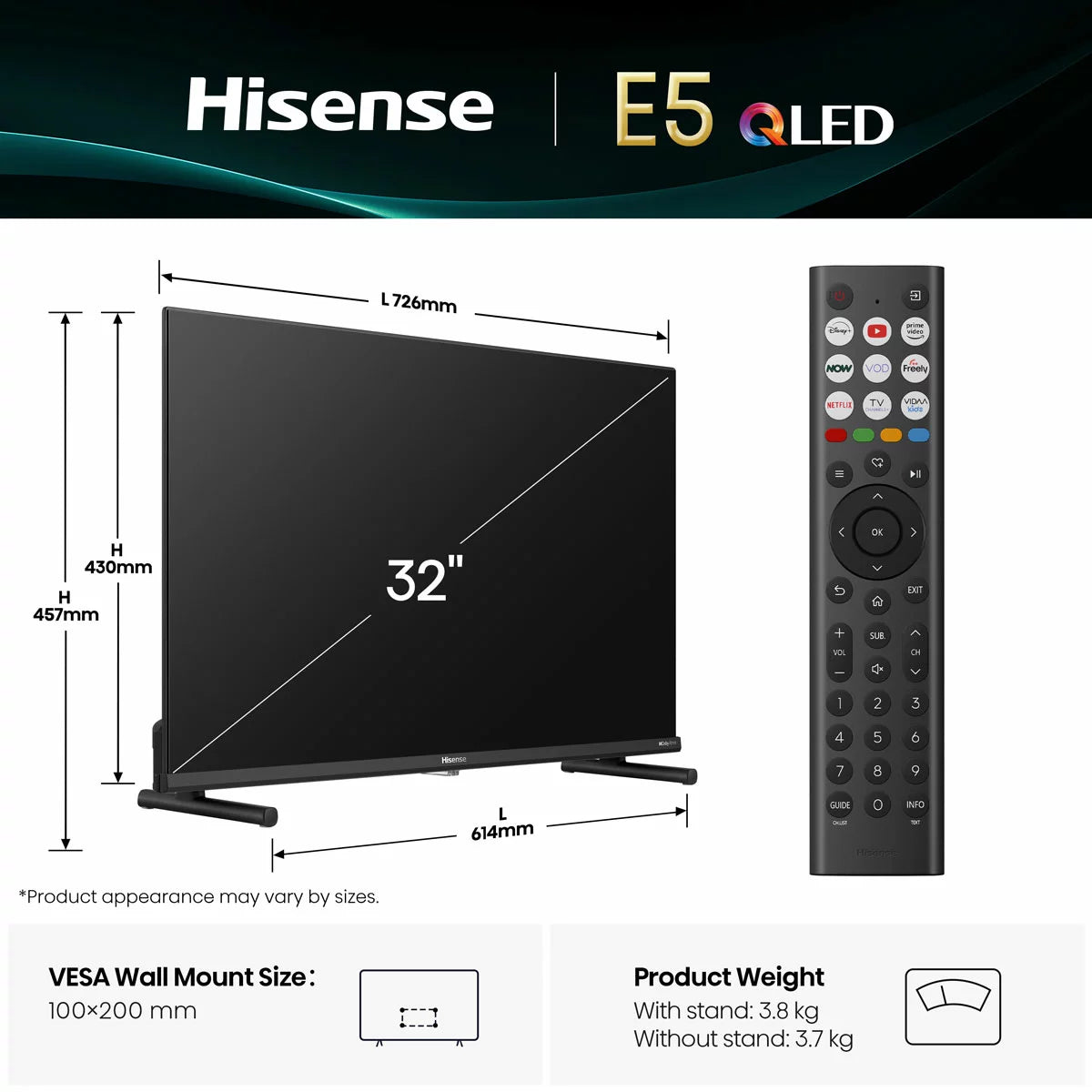 Hisense 32 Inch 32E5QTUK | Full HD QLED Dolby Atmos Smart TV