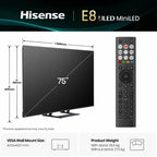 Hisense 75 Inch 75E8QTUK | Mini LED QLED 4K Smart VIDAA TV