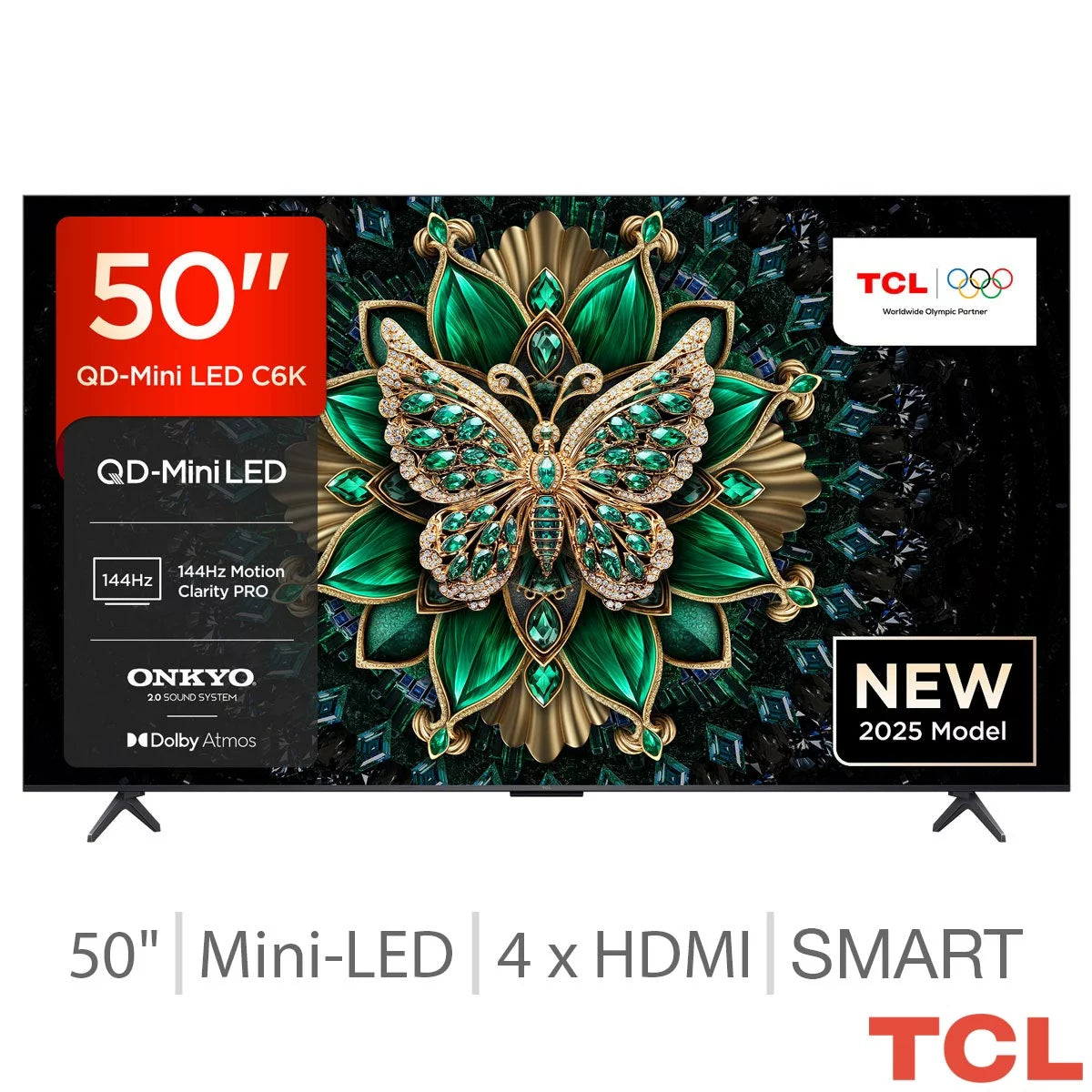 TCL 50 Inch 50C6K | 4K Mini LED QLED Dolby Vision Smart TV 144Hz